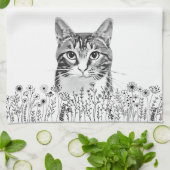 Tabby Cat gepersonaliseerde handtekening Theedoek (Gevouwen)