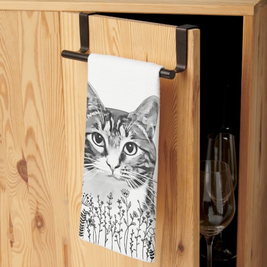 Tabby Cat gepersonaliseerde handtekening Theedoek (Derde Gevouwen)