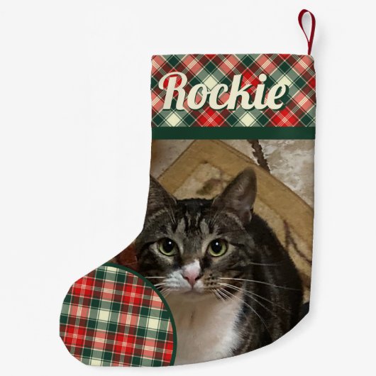 Tabby Cat Gepersonaliseerde Kerstkous Kleine Kerstsok (Achterkant)