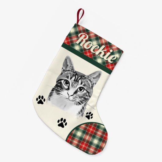 Tabby Cat Gepersonaliseerde Kerstkous Kleine Kerstsok (Voorkant (Hangend))