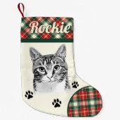 Tabby Cat Gepersonaliseerde Kerstkous Kleine Kerstsok (Voorkant)