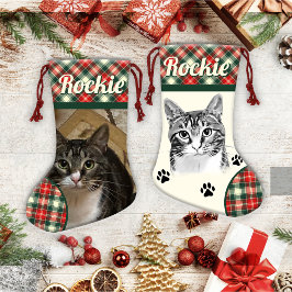 Tabby Cat Gepersonaliseerde Kerstkous Kleine Kerstsok