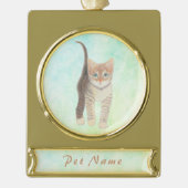 Tabby Cat Gold Tone Ornament Verguld Banner Ornament (Voorkant)