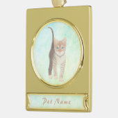 Tabby Cat Gold Tone Ornament Verguld Banner Ornament (Links)