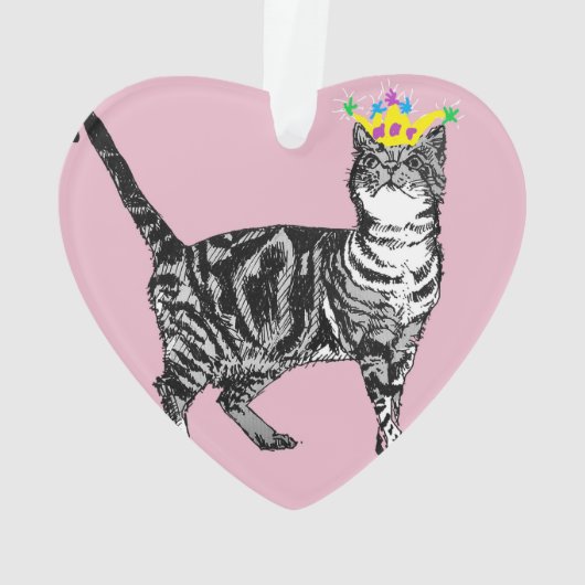 Tabby Cat Grandma roze kerstdecoratie Ornament (achterkant)