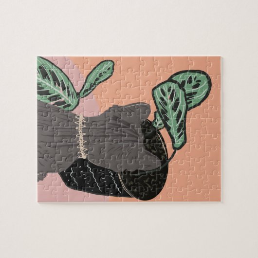 Tabby Cat Gray Planten Dank u Legpuzzel (Horizontaal)