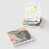 Tabby Cat Grey Planten Two-Tone Stenen Onderzetter (Zijkant)