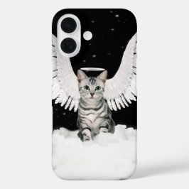 Tabby Cat Guardian Angel met Wings iPhone 16 Hoesje