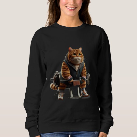 Tabby Cat Gym Coach Train Hard, Spint Harder Trui (Voorkant)