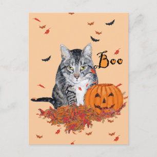 Tabby Cat Halloween Briefkaart