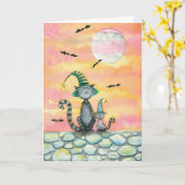 Tabby Cat Halloween Kaart beroemd gemaakt door Mol (Gele Bloem)