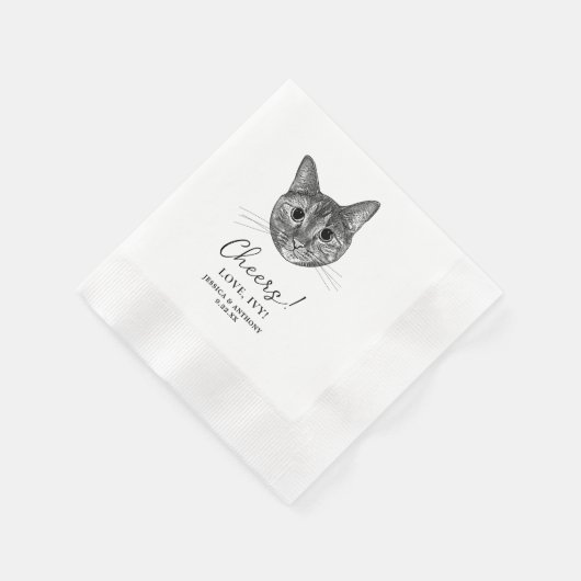 Tabby Cat Hand Drawing Gepersonaliseerde Proost Servet (Hoek)