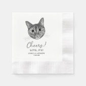 Tabby Cat Hand Drawing Gepersonaliseerde Proost Servet (Voorkant)