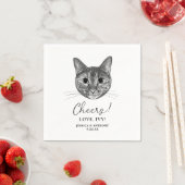 Tabby Cat Hand Drawing Gepersonaliseerde Proost Servet (Insitu)