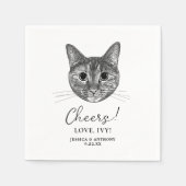 Tabby Cat Hand Drawing Gepersonaliseerde Proost Servet (Voorkant)