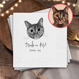 Tabby Cat Hand Tekening Gepersonaliseerde Drinken  Servet