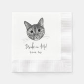 Tabby Cat Hand Tekening Gepersonaliseerde Drinken  Servet (Voorkant)