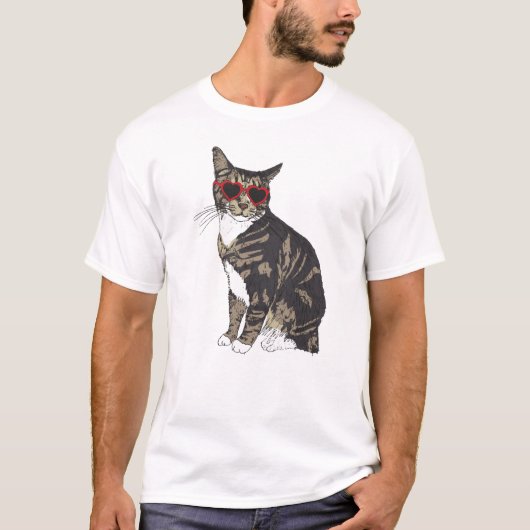 Tabby Cat Hartbril T-shirt (Voorkant)