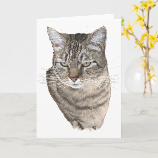 Tabby Cat Head Studie Greep Kaart (Gele Bloem)
