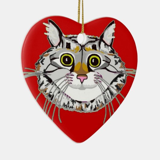 Tabby Cat Heart Ornament (Rechts)