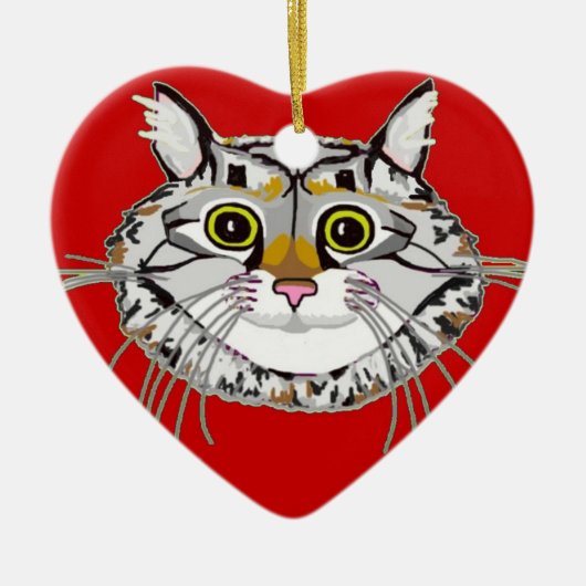 Tabby Cat Heart Ornament (Voorkant)