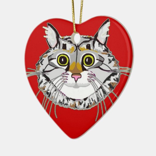 Tabby Cat Heart Ornament (Links)