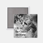 Tabby Cat Hiding "Oh nee, de kinderen zijn thuis" Magneet (Voorkant / Achterkant)