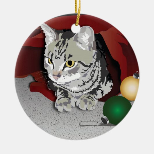 Tabby Cat Holiday Ornament (Voorkant)