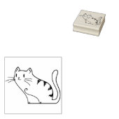 tabby cat illustration art stamp rubberstempel (Gestempeld)