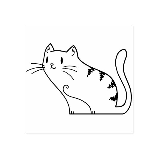 tabby cat illustration art stamp rubberstempel (Afrduk)