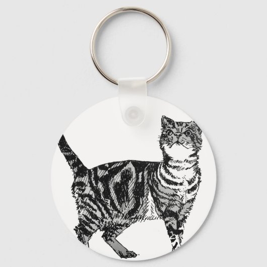 Tabby Cat illustration Cute Cats Tabbies Gift Sleutelhanger (Voorkant)