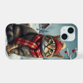 Tabby Cat in Preppy winterkleding en Pet iPhone 15 Case (Achterkant horizontaal)