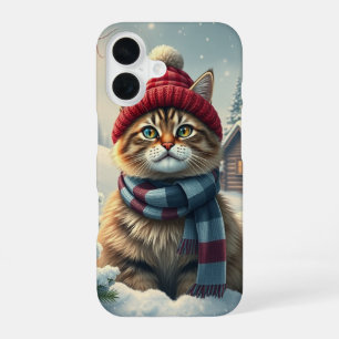 Tabby Cat in Preppy winterkleding en Pet iPhone 16 Hoesje