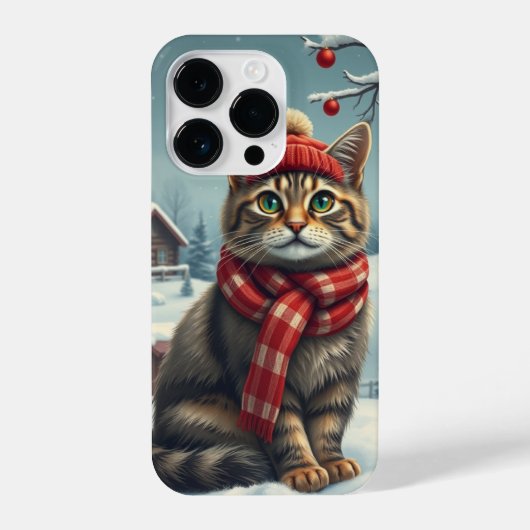 Tabby Cat in Preppy winterkleding en Pet iPhone Hoesje (Achterkant)