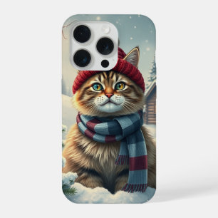 Tabby Cat in Preppy winterkleding en Pet iPhone 15 Pro Case
