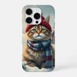 Tabby Cat in Preppy winterkleding en Pet iPhone 16 Pro Hoesje
