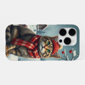 Tabby Cat in Preppy winterkleding en Pet iPhone Hoesje (Achterkant horizontaal)