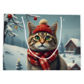 Tabby Cat in Preppy Winterkleding en Pet Winter Groot Cadeauzakje (Achterkant)