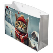 Tabby Cat in Preppy Winterkleding en Pet Winter Groot Cadeauzakje (Achterkant Gekanteld)