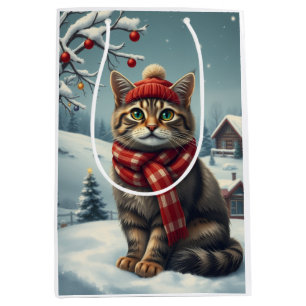 Tabby Cat in Preppy Winterkleding en Pet Winter Medium Cadeauzakje