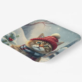 Tabby Cat in Preppy Winterkleding en Pet Winter Papieren Bordje (Gebogen)