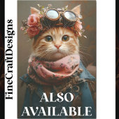 Tabby Cat in roze sjaal & jas CD6 Decoupage Tissuepapier