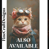 Tabby Cat in roze sjaal & jas CD7 Decoupage Tissuepapier