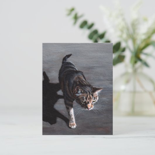Tabby Cat in Sun met schaduwBriefkaart Briefkaart (Staand voorkant)