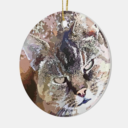 TABBY CAT KERAMISCH ORNAMENT (Links)