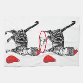 Tabby Cat Kerstmis Cool Cat Red White Tea Towel Theedoek (Horizontaal)