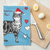 Tabby Cat Kerstmis Cool Cat Tea Towel Theedoek (Quarter Fold)
