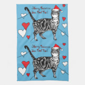 Tabby Cat Kerstmis Cool Cat Tea Towel Theedoek (Verticaal)