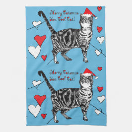 Tabby Cat Kerstmis Cool Cat Tea Towel Theedoek