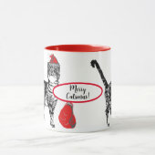 Tabby Cat Kerstmis Rood White Funny Mok (Midden)